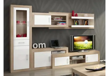 Obývací stěna GOUDINI 7, dub sonoma/bílý lesk