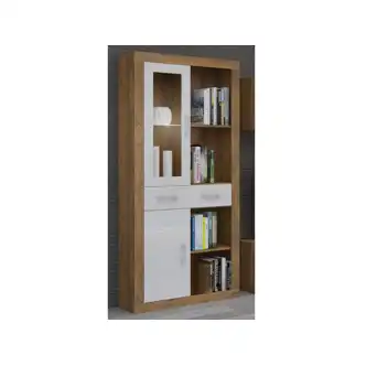 Obývací stěna GOUDINI 8, dub burgundský/bílý lesk