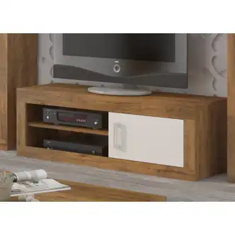 Obývací stěna GOUDINI 8, dub burgundský/bílý lesk