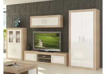 Obývací stěna GOUDINI 9, dub sonoma/bílý lesk