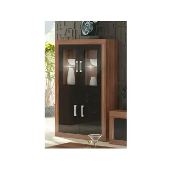 Obývací stěna GOUDINI 9, švestka wallis/černý lesk