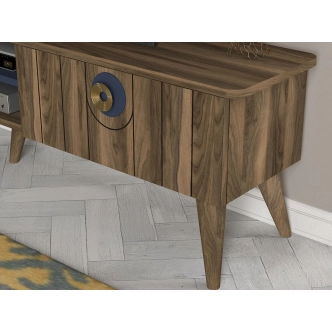 Obývací stěna HARRIS, vlašský ořech/modrá loft