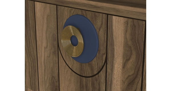 Obývací stěna HARRIS, vlašský ořech/modrá loft