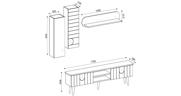 Obývací stěna HARRIS, vlašský ořech/modrá loft