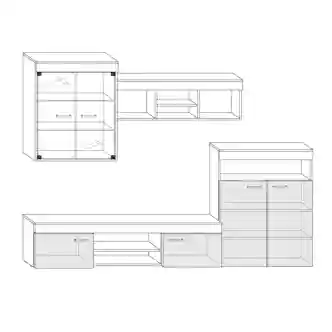Obývací stěna IRUS, dub sonoma tmavý/bílý lesk