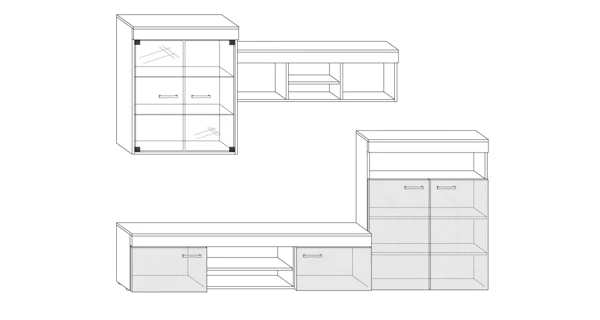 Obývací stěna IRUS, švestka/černý lesk