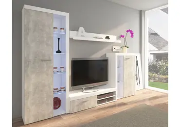 Obývací stěna KADEN, bílá/beton