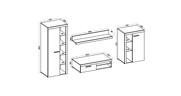 Obývací stěna KADEN, bílá