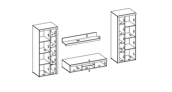 Obývací stěna KADEN XL, bílá