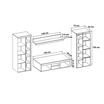 Obývací stěna KADEN XL, dub lefkas