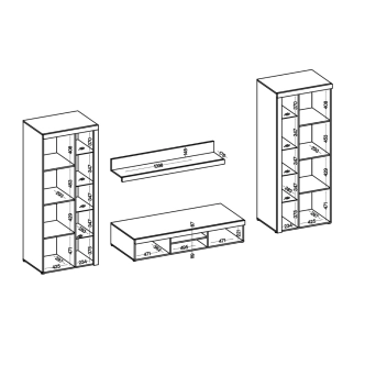 Obývací stěna KADEN XL, dub sonoma
