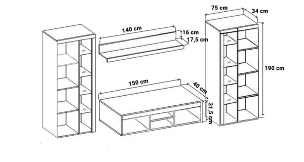Obývací stěna KADEN XL, matera/old style