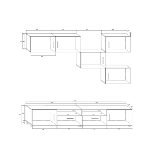 Obývací stěna KAMALI, dub sonoma/bílý lesk, 5 let záruka