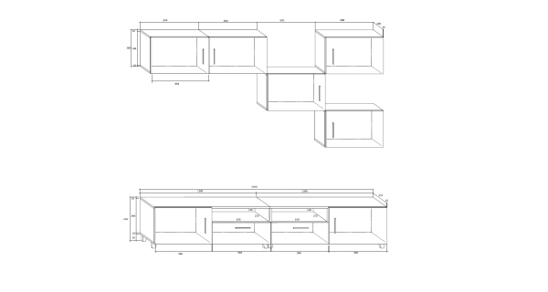 Obývací stěna KAMALI, dub sonoma/bílý lesk