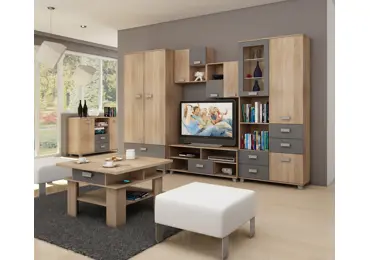 Obývací stěna KEATING 1, dub sonoma/grafit