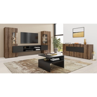 Obývací stěna LIRNA, dub monastery/černý onyx