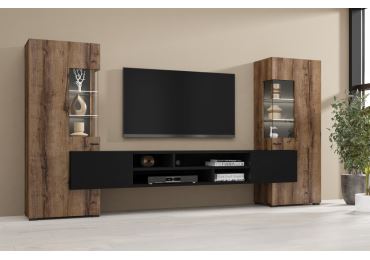 Obývací stěna LIRNA, dub monastery/černý onyx