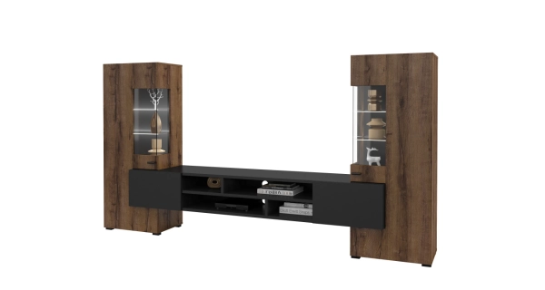 Obývací stěna LIRNA, dub monastery/černý onyx