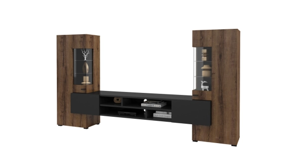 Obývací stěna LIRNA, dub monastery/černý onyx