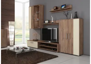Obývací stěna MANGONA, craft tobaco/krém