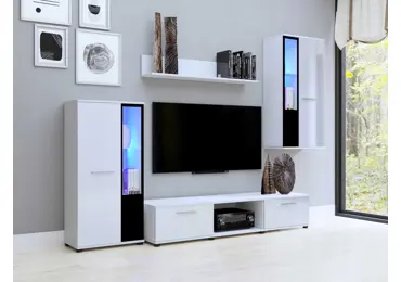 Obývací stěna MIWA, bílý lesk