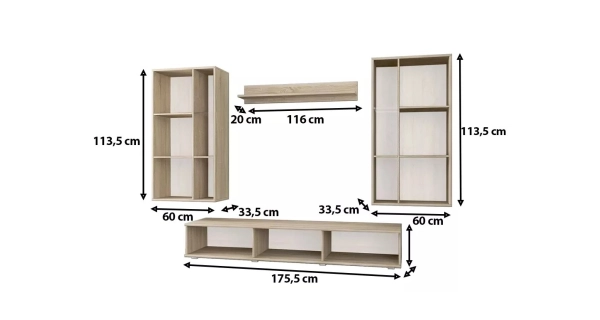Obývací stěna MIWA s komodou a stolkem, bílý mat