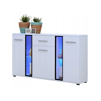 Obývací stěna MIWA s komodou a stolkem, bílý mat