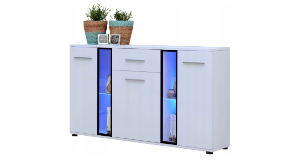 Obývací stěna MIWA s komodou a stolkem, bílý mat