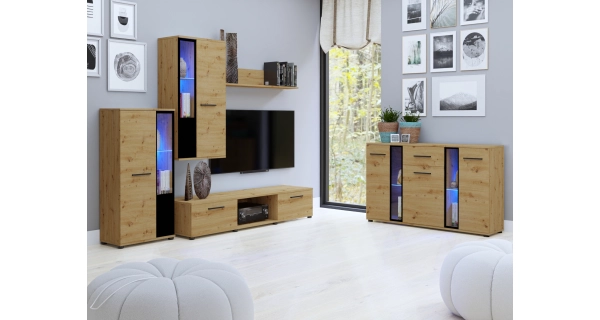 Obývací stěna MIWA s komodou, dub artisan