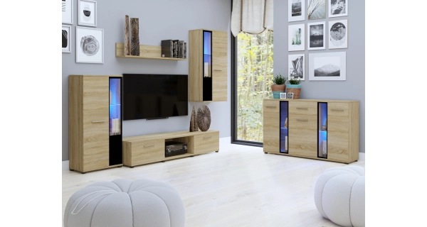Obývací stěna MIWA s komodou, dub sonoma