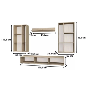 Obývací stěna MIWA s komodou, dub sonoma