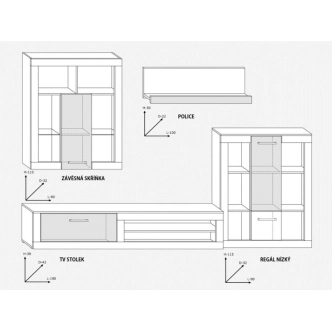 Obývací stěna MOLTENO, dub sonoma světlý/dub sonoma tmavý, 5 let záruka