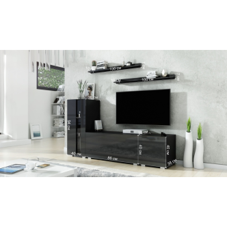 Obývací stěna NEJBY HELAR 40, černá/černý lesk DOPRODEJ