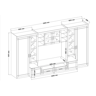 Obývací stěna NIOBA, dub sonoma