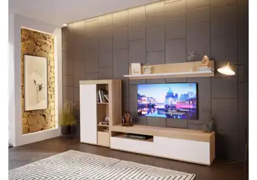Obývací stěna NOKO, dub sonoma/bílá