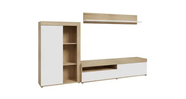 Obývací stěna NOKO, dub sonoma/bílá