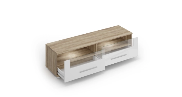 Obývací stěna NOTEM, dub monument/bílý lesk