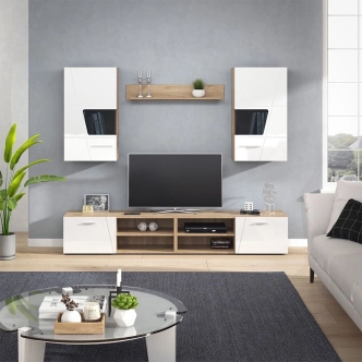 Obývací stěna RATUFA, dub artisan/bílá