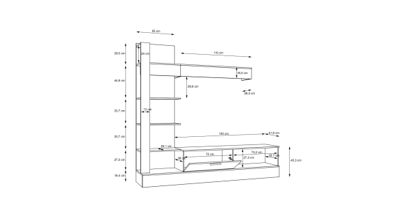 Obývací stěna REMLOR, dub riviera/černá