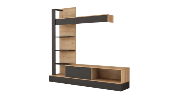 Obývací stěna REMLOR, dub riviera/černá