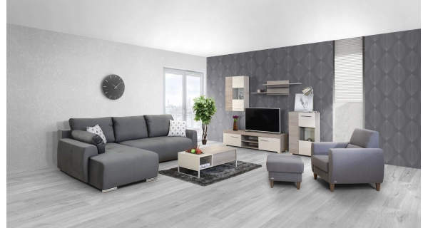 Obývací stěna SHARPEI, dub nordic/ písek lesk