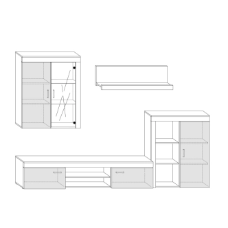 Obývací stěna SIWANI, dub sonoma/dub sonoma tmavý, 5 let záruka