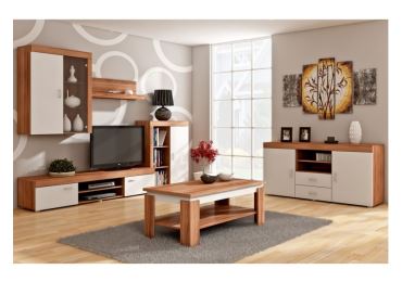 Obývací stěna SIWANI, švestka wallis/bílá