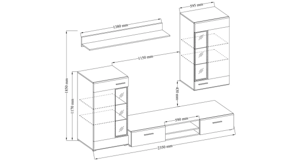 Obývací stěna TANGO, dub sanremo tmavý