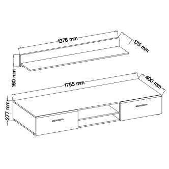 Obývací stěna TANGO, dub sanremo tmavý