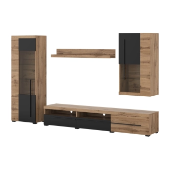 Obývací stěna TYLTA typ 1, dub wotan/černá