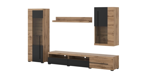 Obývací stěna TYLTA typ 1, dub wotan/černá