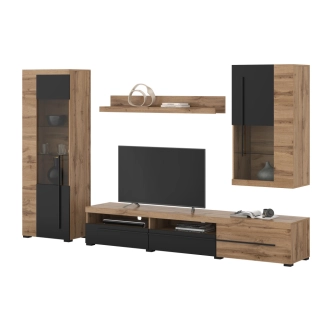 Obývací stěna TYLTA typ 1, dub wotan/černá