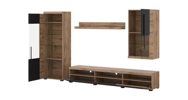 Obývací stěna TYLTA typ 1, dub wotan/černá