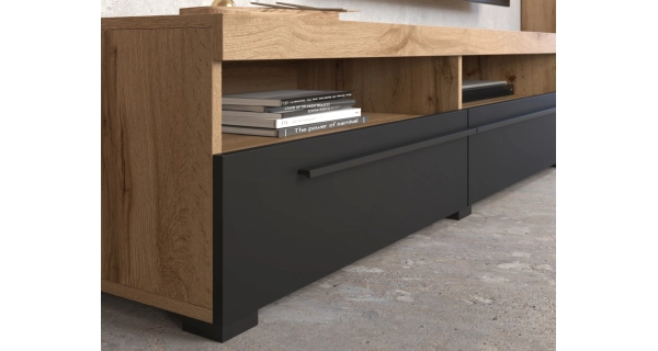 Obývací stěna TYLTA typ 1, dub wotan/černá